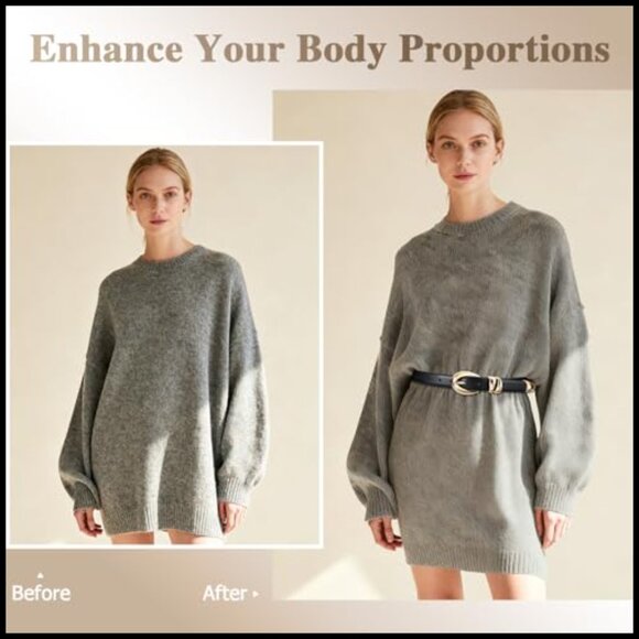 Leather Waist Belt with Gold Buckle for Jeans and Dresses main image 4